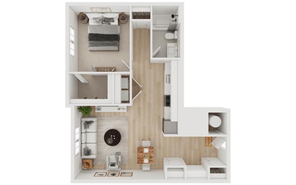 A5 - 1 bedroom floor plan layout with 1 bathroom and 861 square feet