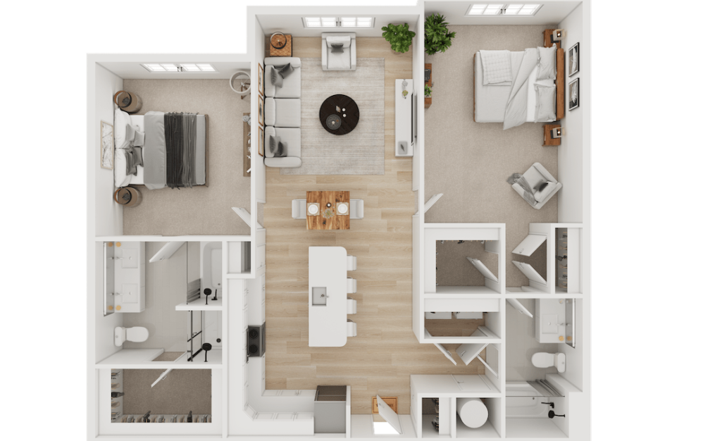 B11-ALT - 2 bedroom floor plan layout with 2 bathrooms and 1317 square feet