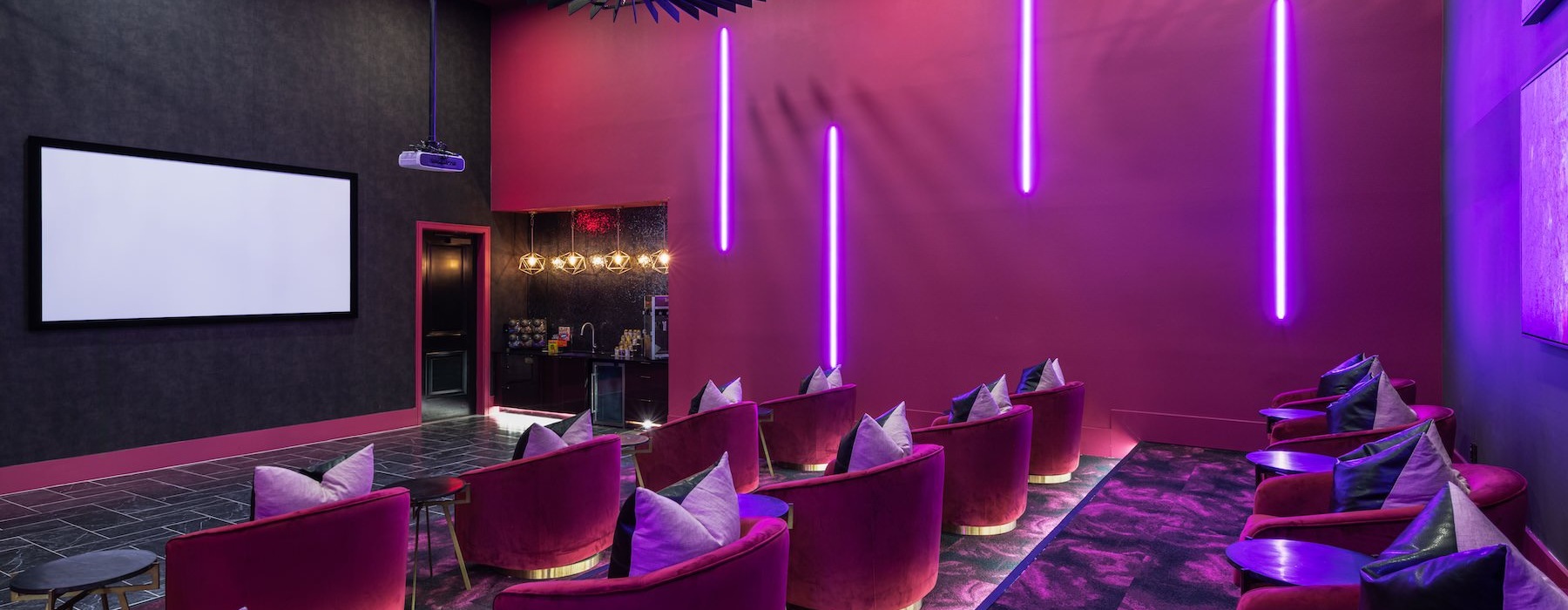 movie screening room with lounge-style seating